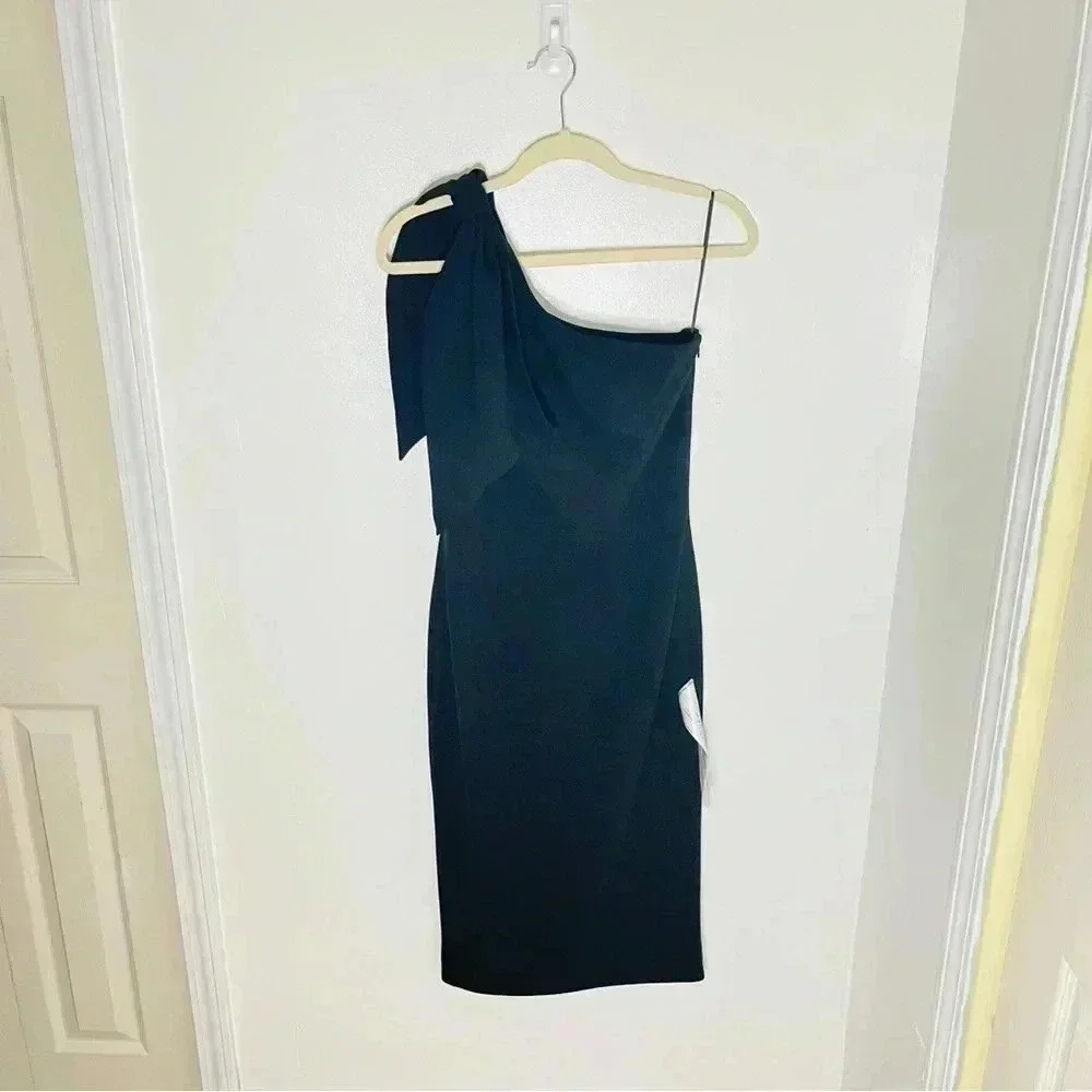 NWT Dress the Population Tiffany One-Shoulder Sheath Dress Black